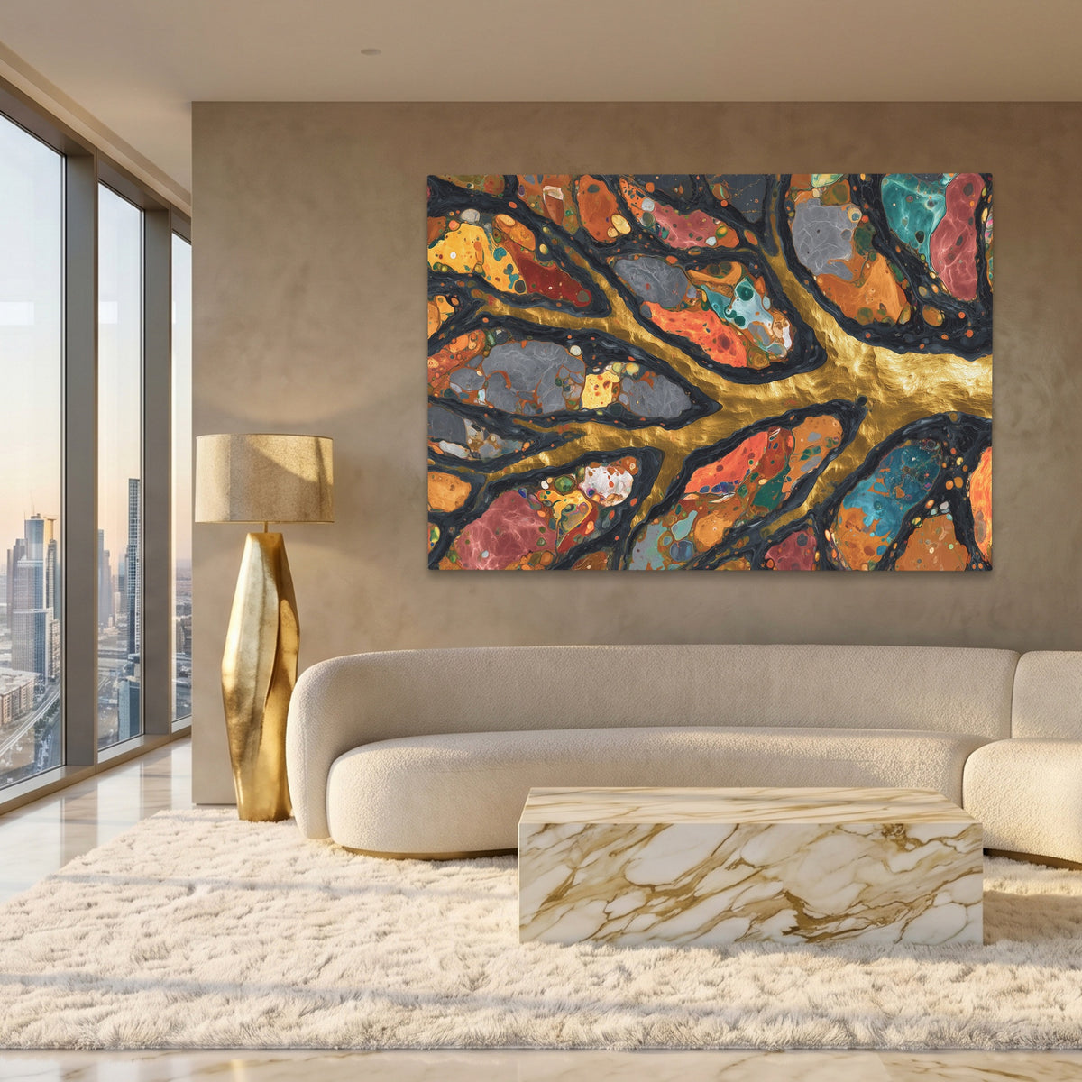Branches Aged Splatter — Branches Aged Splatter White Gold Lux Land 196