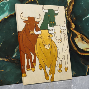 Brazen Bulls Striding — Brazen Bulls Striding Against Wall   Mirror Wrap V3 12