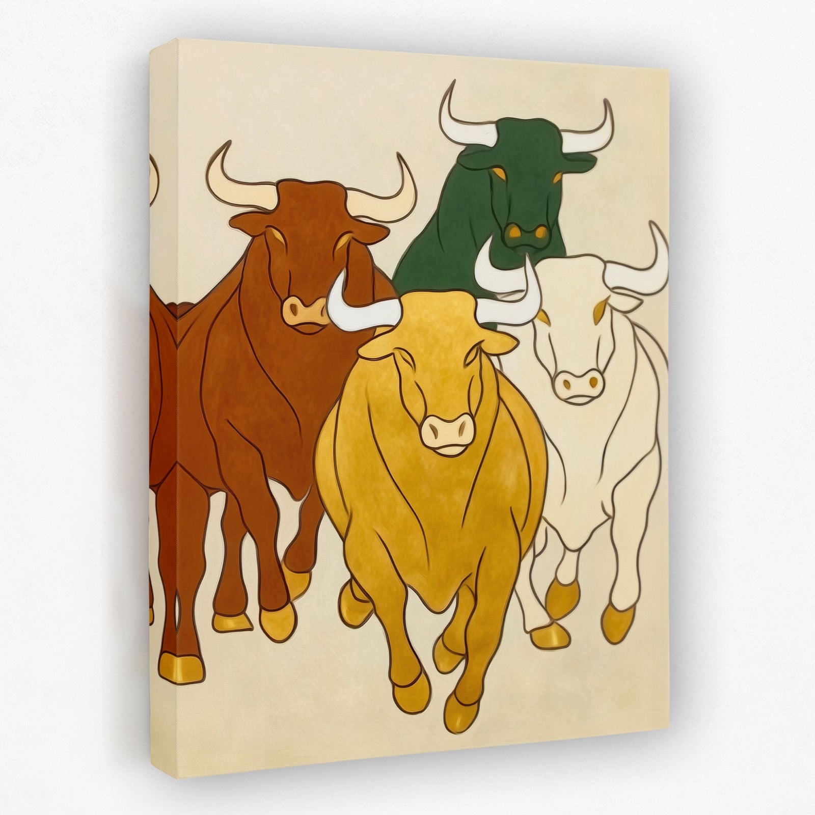 Brazen Bulls Striding canvas wall art