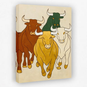 Brazen Bulls Striding — Brazen Bulls Striding Portrait   Side View   Mirror 276
