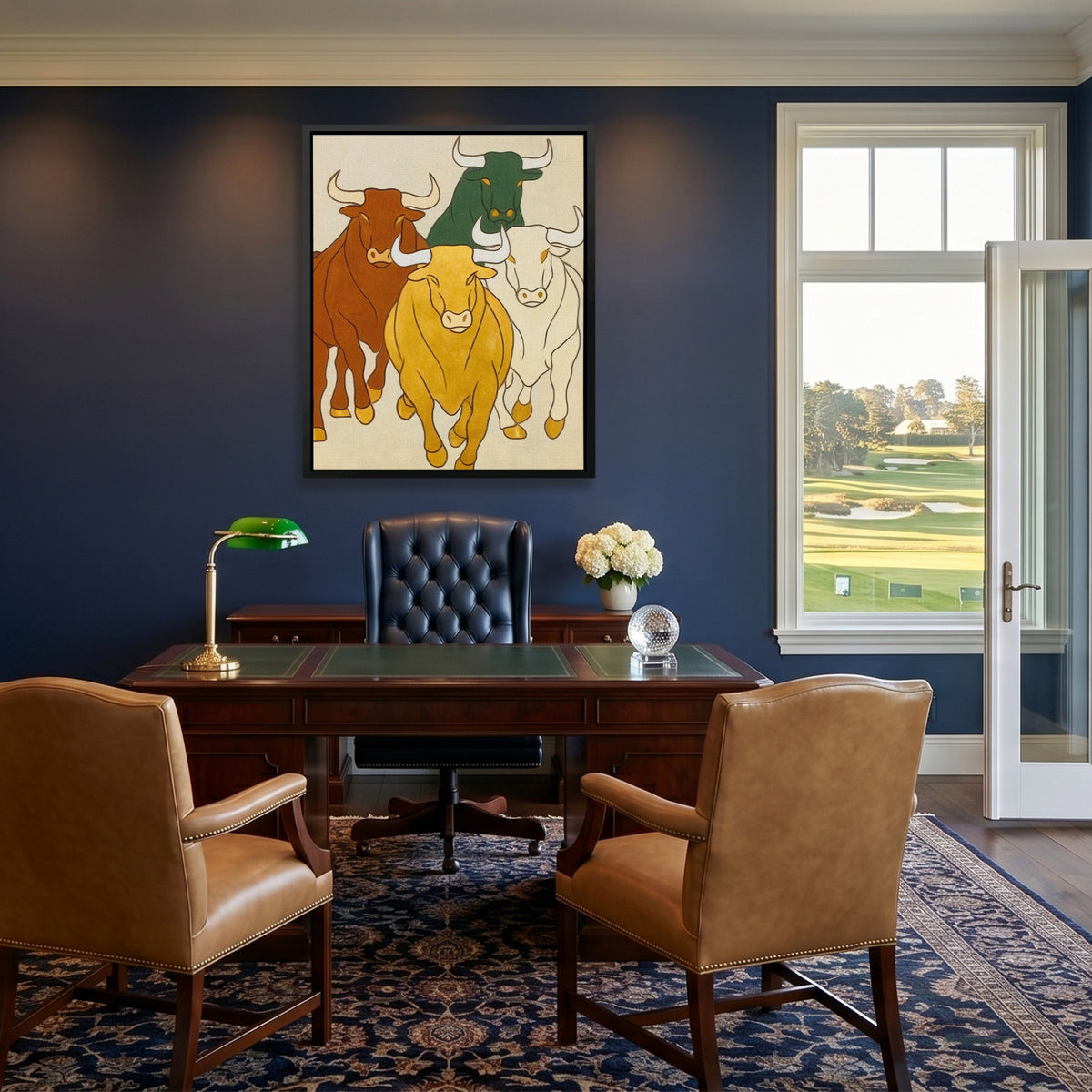 Brazen Bulls Striding — Brazen Bulls Striding Golf House Blue Port 180