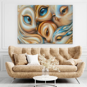 Bright - Eyed Owl Family - Luxury Wall Art