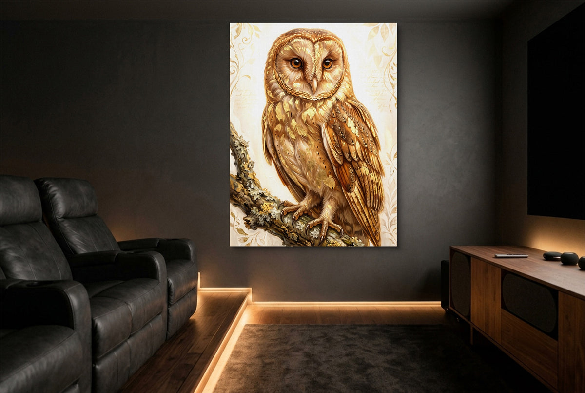 Bronze Owl — bronze owl home theater room interior 1port flush print
