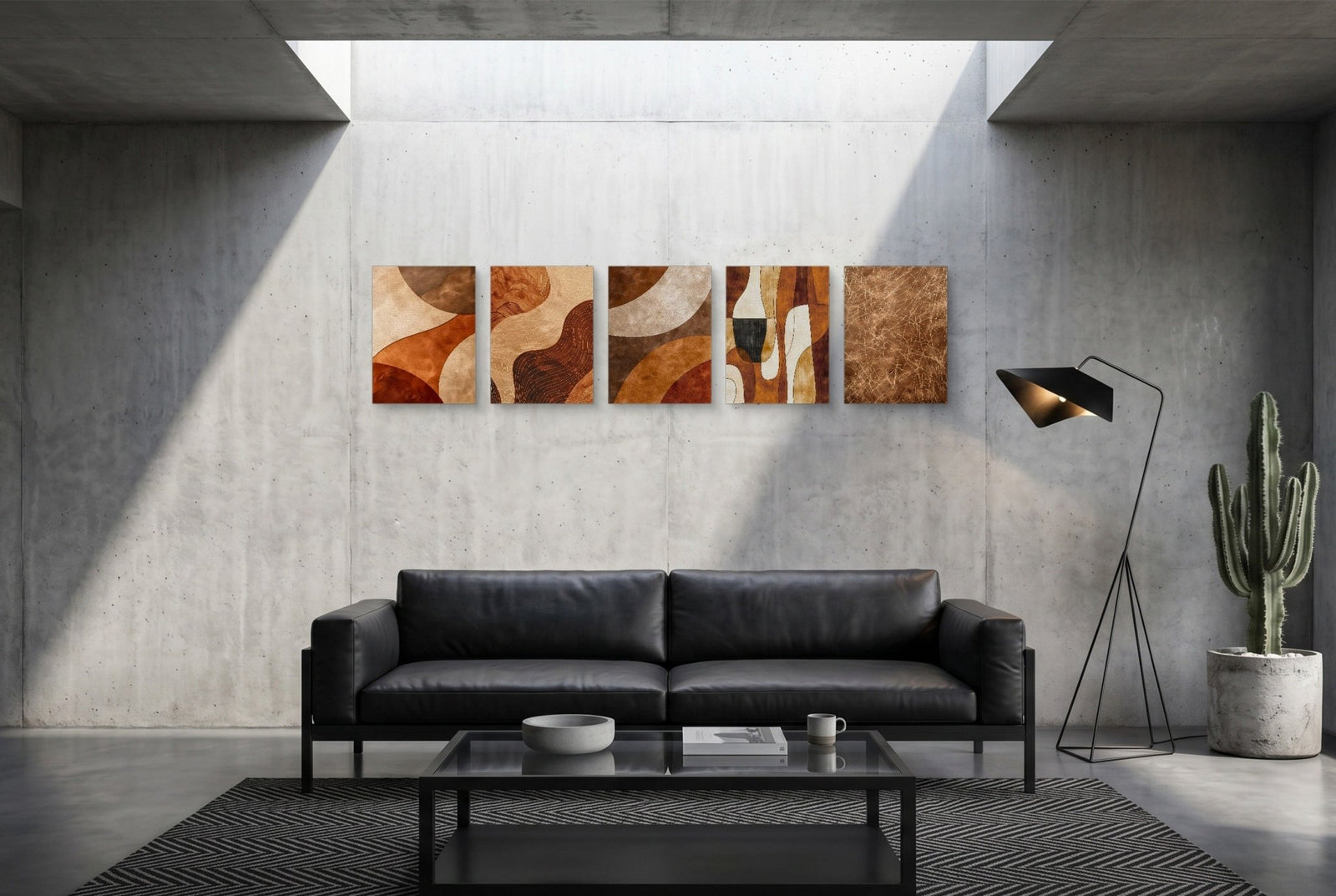 Brown Minimalist Abstract 5-Piece Set - Luxury Wall Art