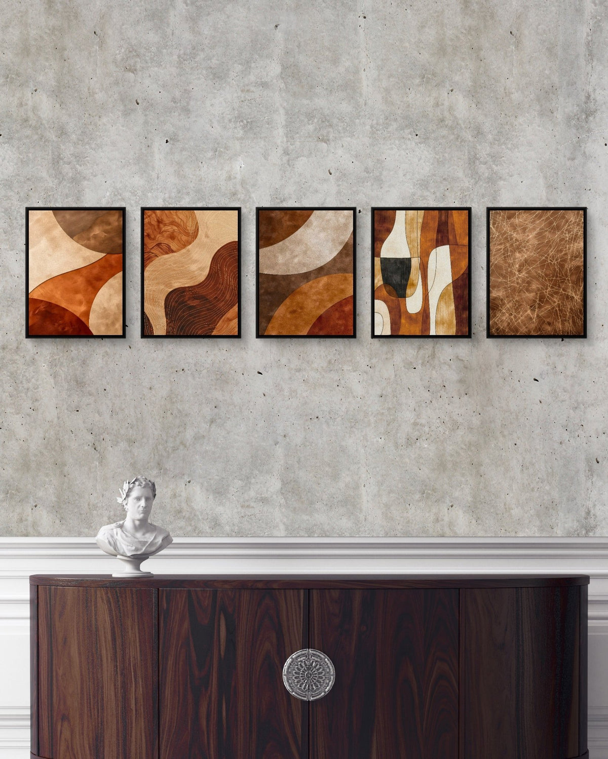 Brown Minimalist Abstract 5-Piece Set - Luxury Wall Art