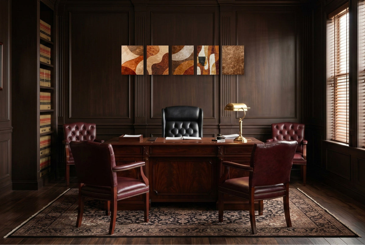 Brown Minimalist Abstract 5-Piece Set - Luxury Wall Art