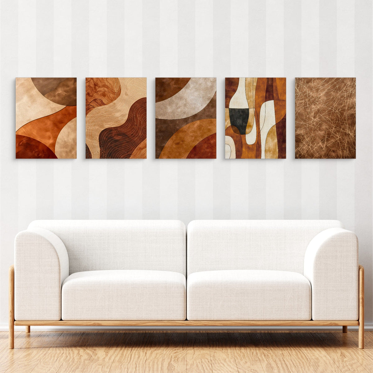 Brown Minimalist Abstract 5-Piece Set - Luxury Wall Art