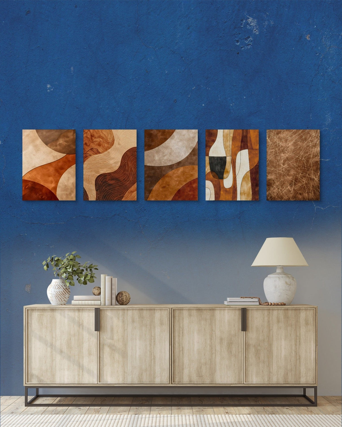 Brown Minimalist Abstract 5-Piece Set - Luxury Wall Art