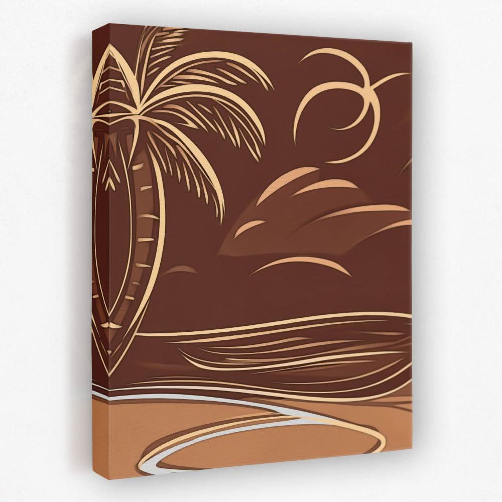 Brown Palm Tree Scene - Beach Canvas Wall Art