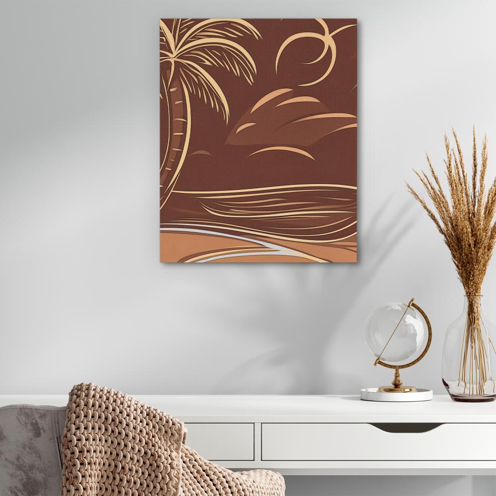Brown Palm Tree Scene - Luxury Wall Art
