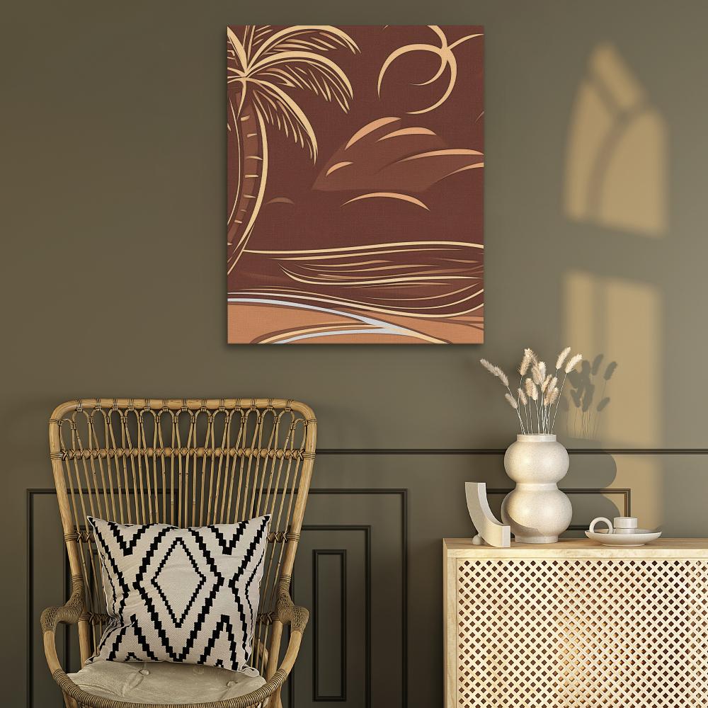 Brown Palm Tree Scene - Luxury Wall Art