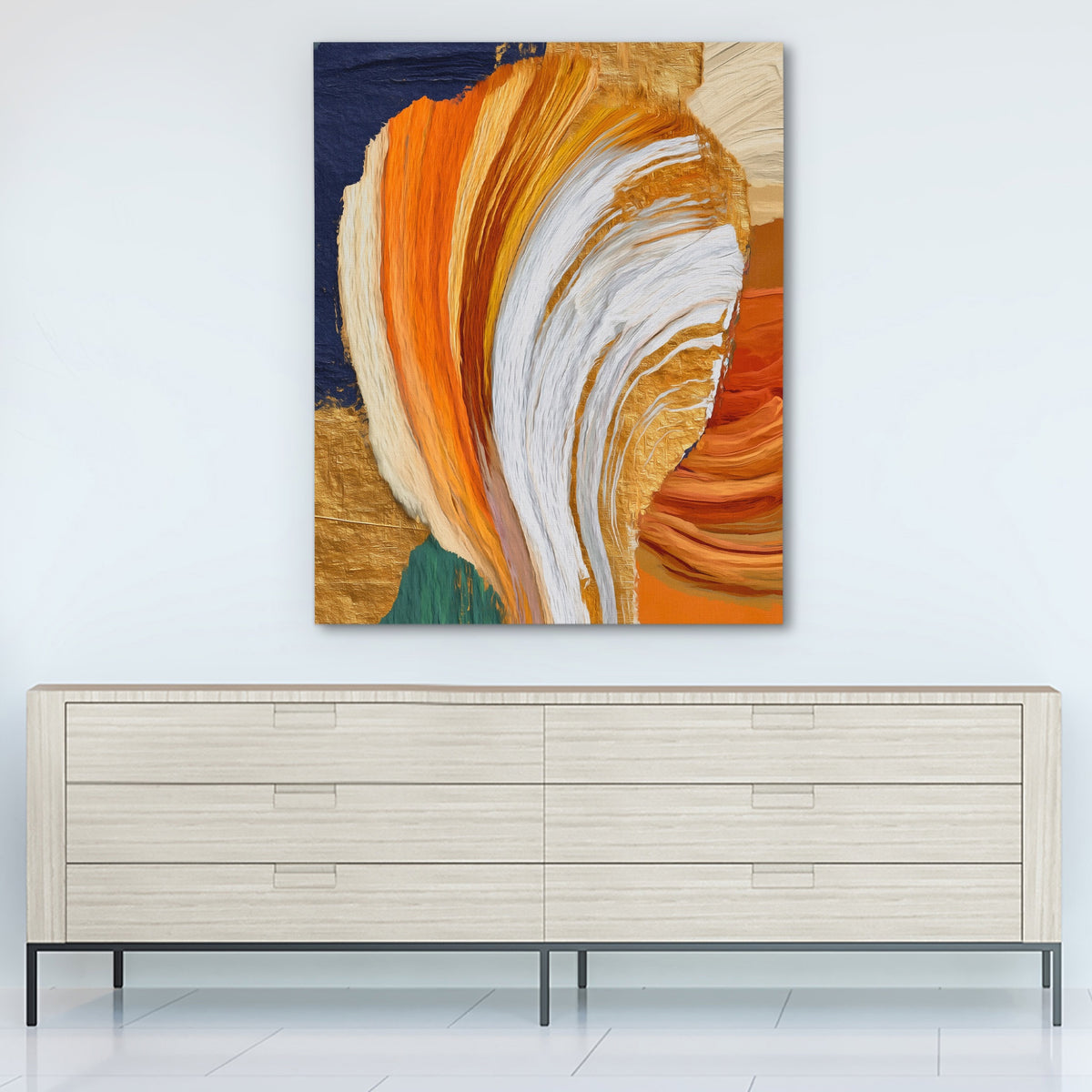 Brushstroke Orange Swirl — Brushstroke Orange Swirl White Wall 301