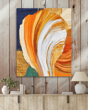 Brushstroke Orange Swirl — Brushstroke Orange Swirl Wood Walls With Table 325