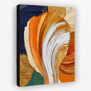 Brushstroke Orange Swirl — Brushstroke Orange Swirl Portrait   Side View   Black Wrap 253