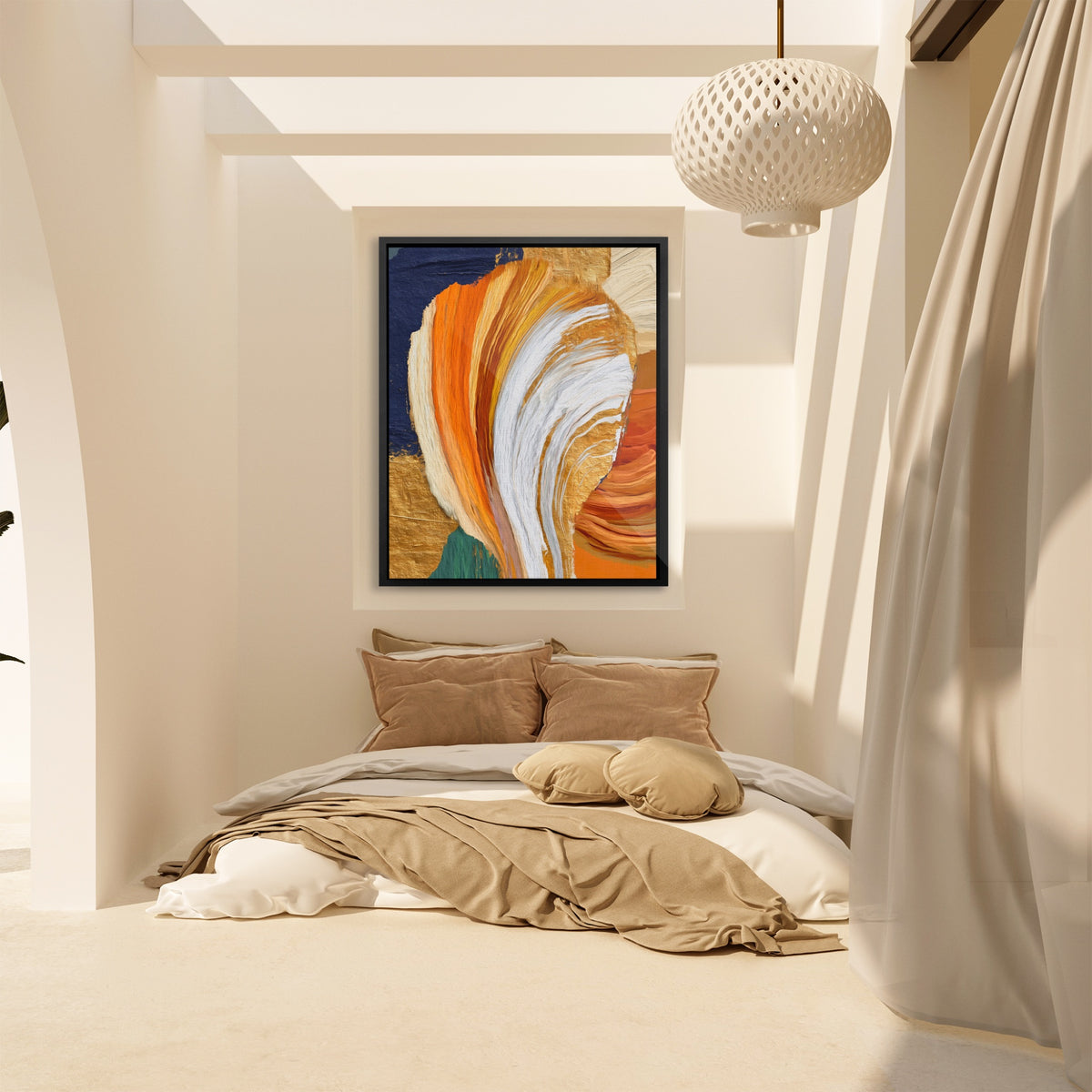 Brushstroke Orange Swirl — Brushstroke Orange Swirl Bali Bedroom 37
