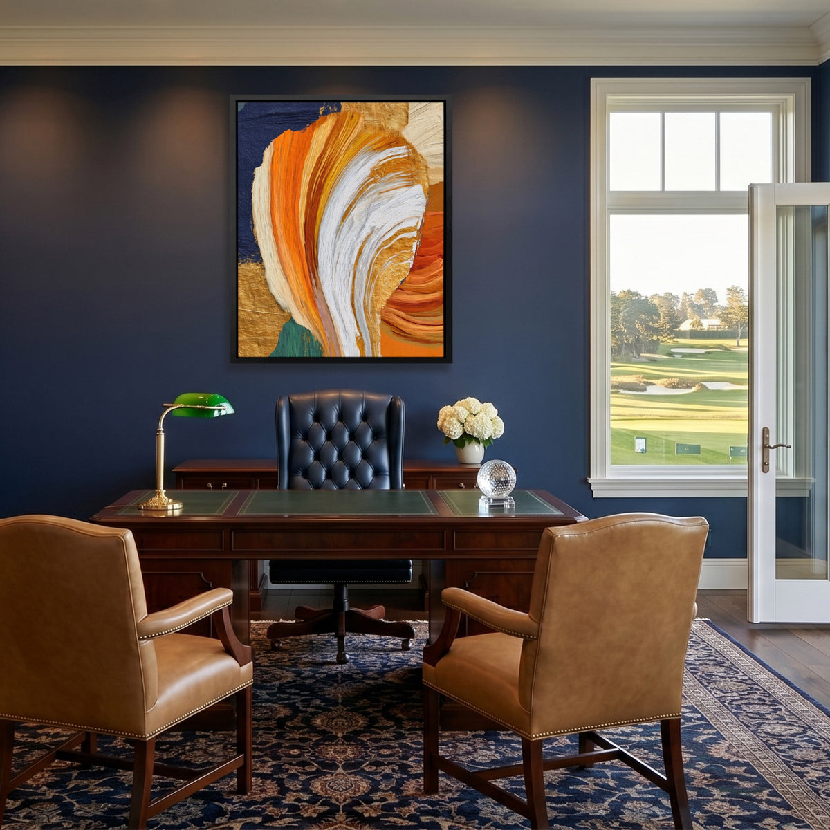 Brushstroke Orange Swirl — Brushstroke Orange Swirl Golf House Blue Port 181