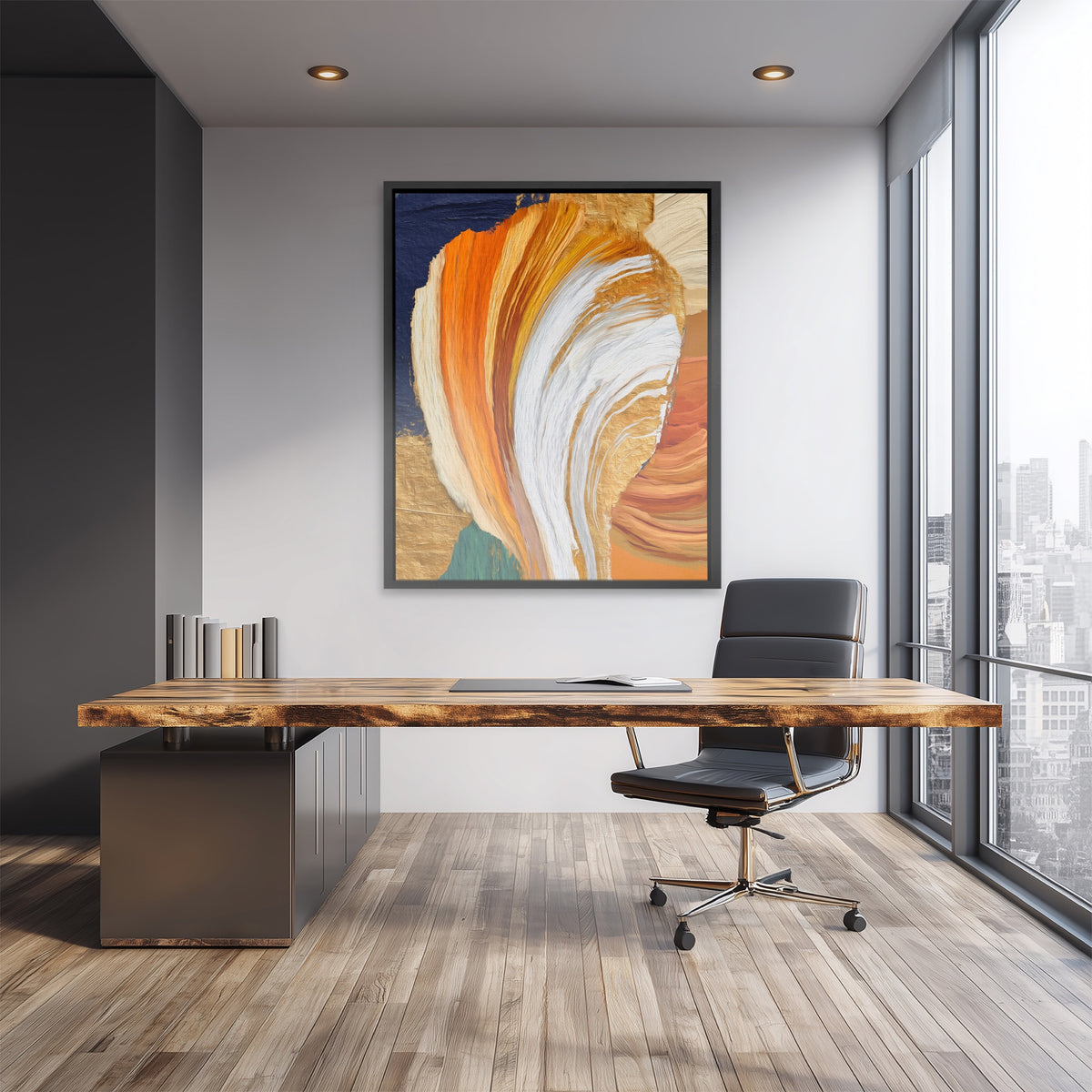 Brushstroke Orange Swirl — Brushstroke Orange Swirl Lux Empty Office 205
