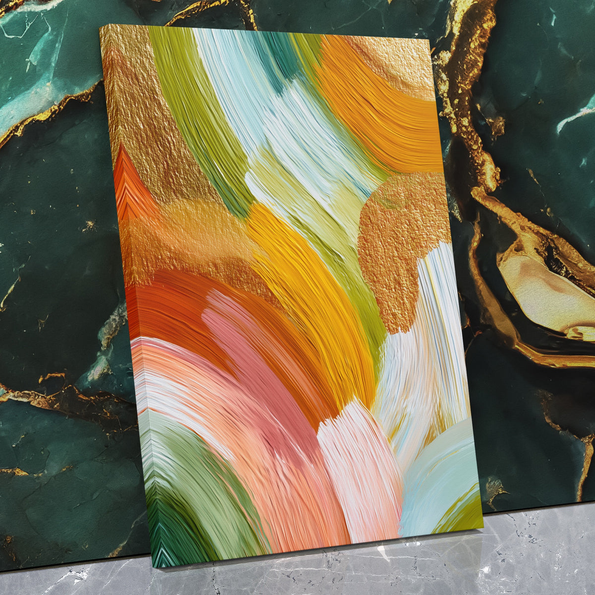 Brushstroke Soft Sage — Brushstroke Soft Sage Against Wall   Mirror Wrap V3 15