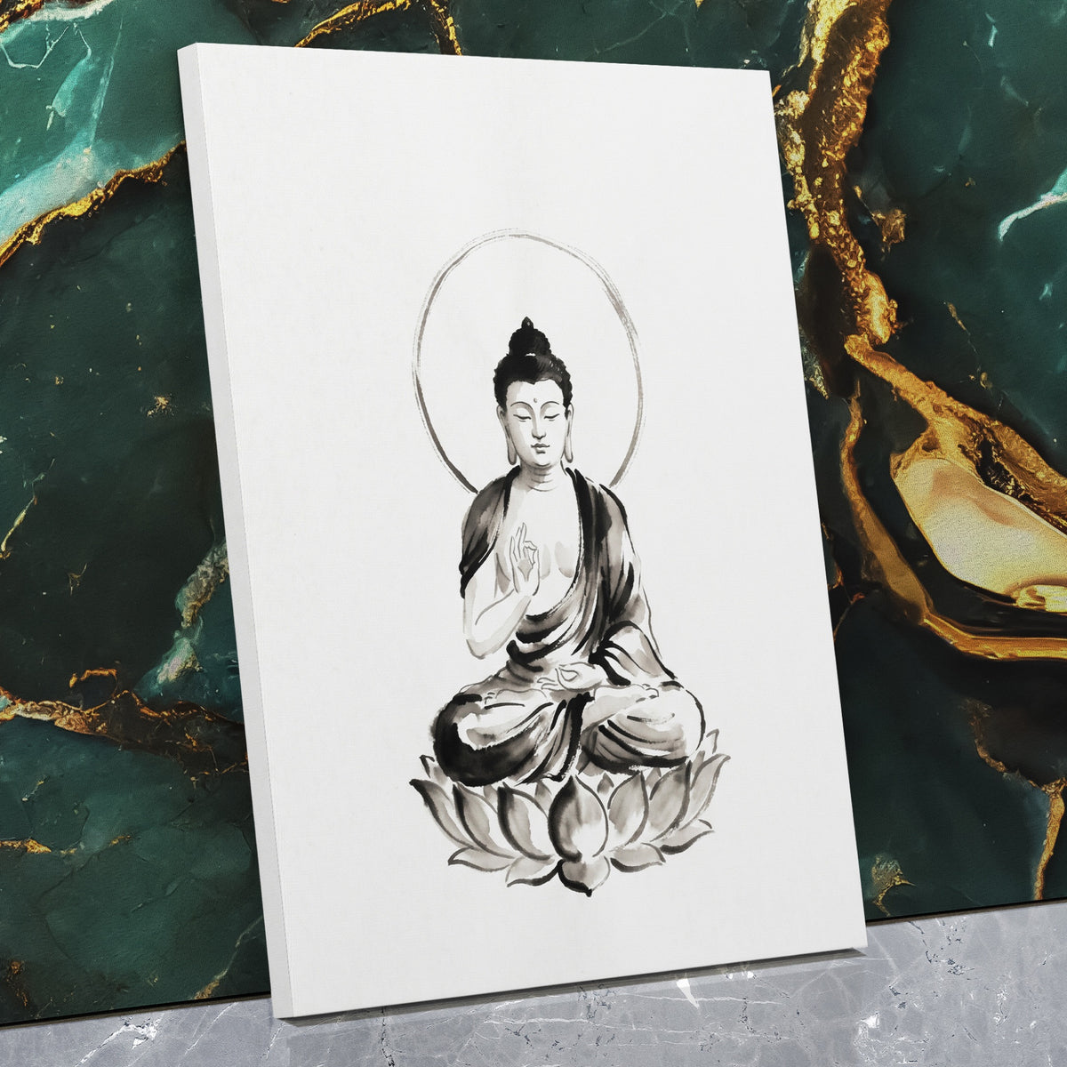 Buddha Ink Wash — Buddha Ink Wash Against Wall   Mirror Wrap V3 16