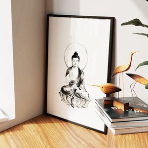 Buddha Ink Wash — Buddha Ink Wash New   Living Room Wall Apartment Zoom 232