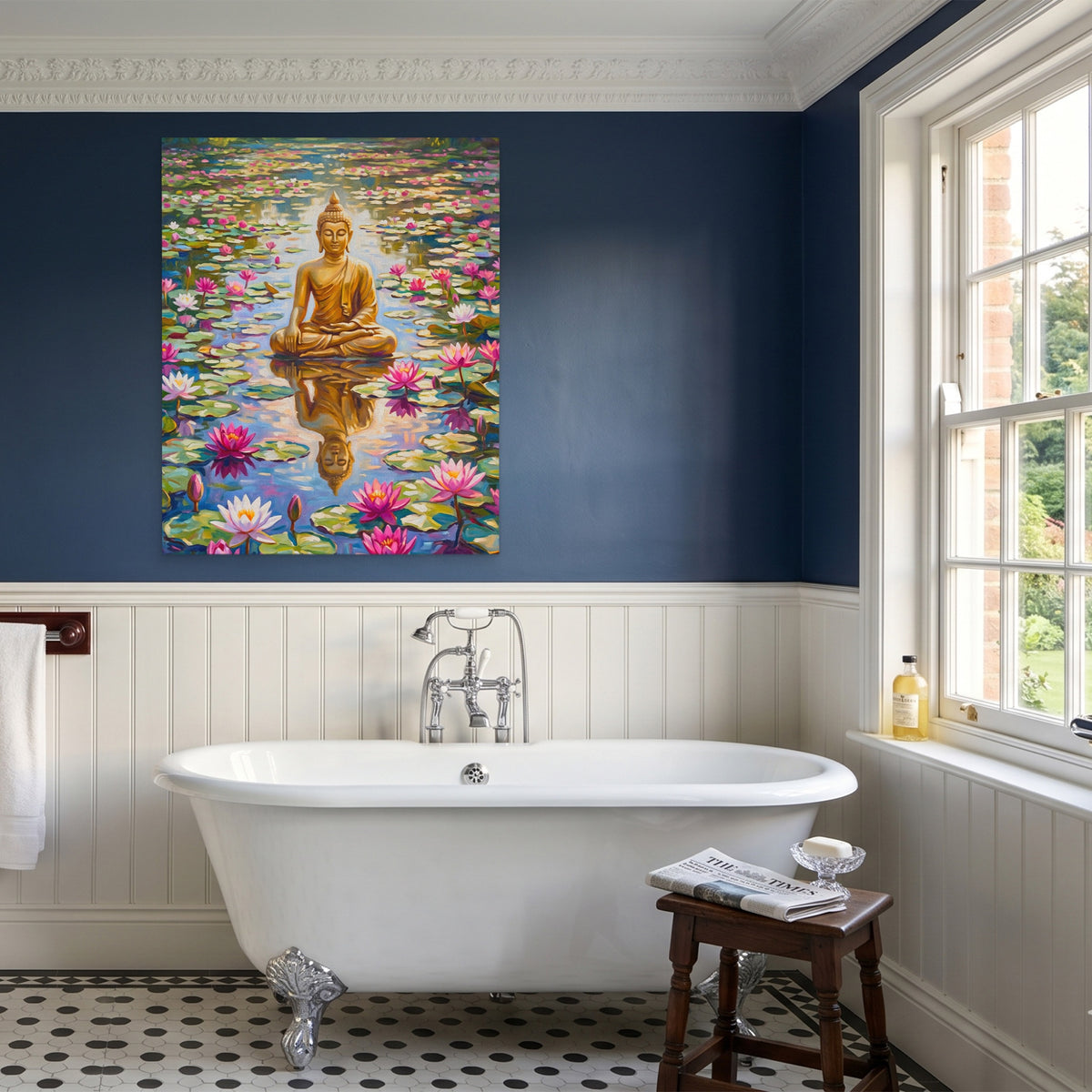 Buddha Lotus Pond — Buddha Lotus Pond Blue Bathroom Port 64
