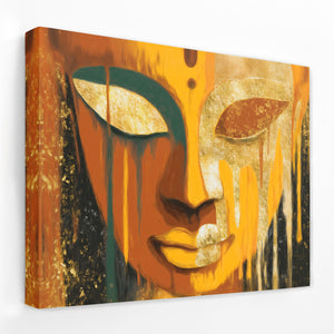 Buddha's Golden Meditation - Buddha Canvas Wall Art