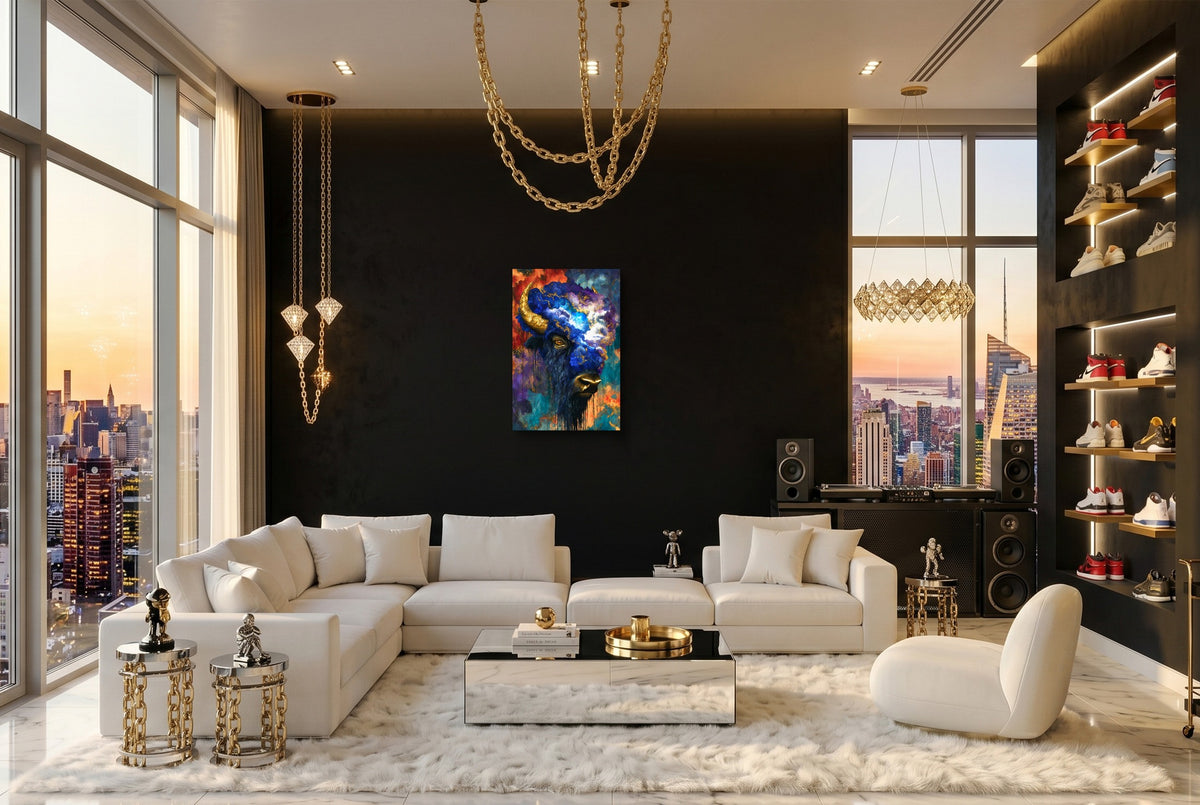 Buffalo Cosmic Burst canvas wall art, room view