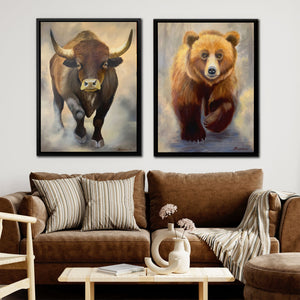 Bull and Bear Duo - Luxury Wall Art