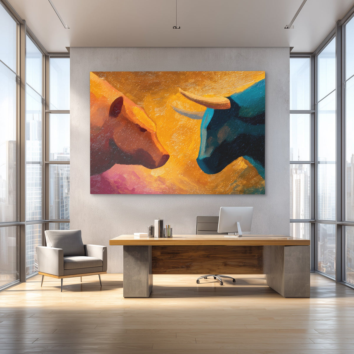 Bull and Bear Face Off - Luxury Wall Art