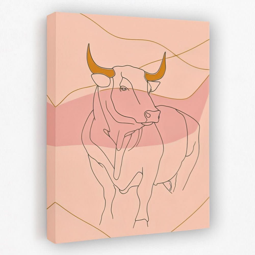 Bull and Line - Animals Canvas Wall Art