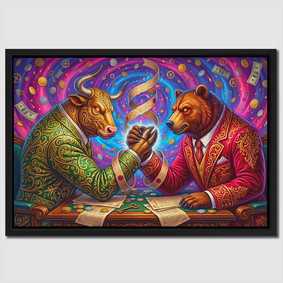 Bull Bear Armwrestle — Bull Bear Armwrestle Close Up Landscape 56