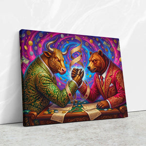 Bull Bear Armwrestle — Bull Bear Armwrestle Against Wall4x5 Reflect2 8