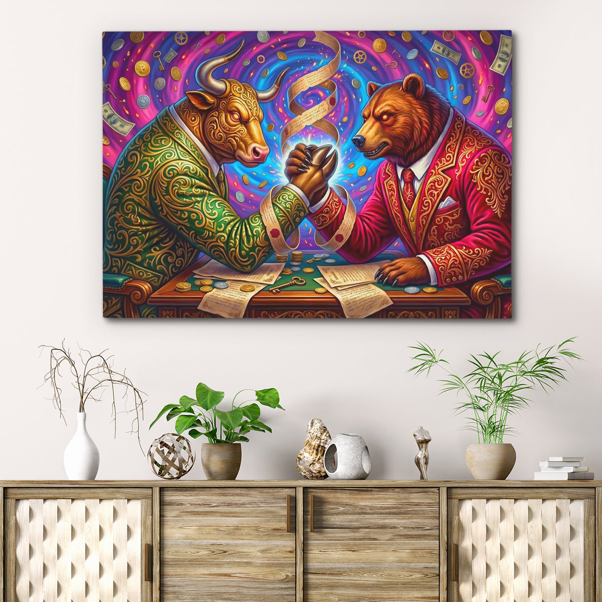 Bull Bear Armwrestle — Bull Bear Armwrestle Beach Cabinet 24