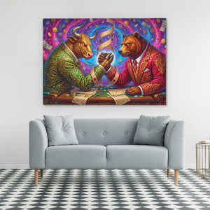 Bull Bear Armwrestle — Bull Bear Armwrestle Checkered Floor 40