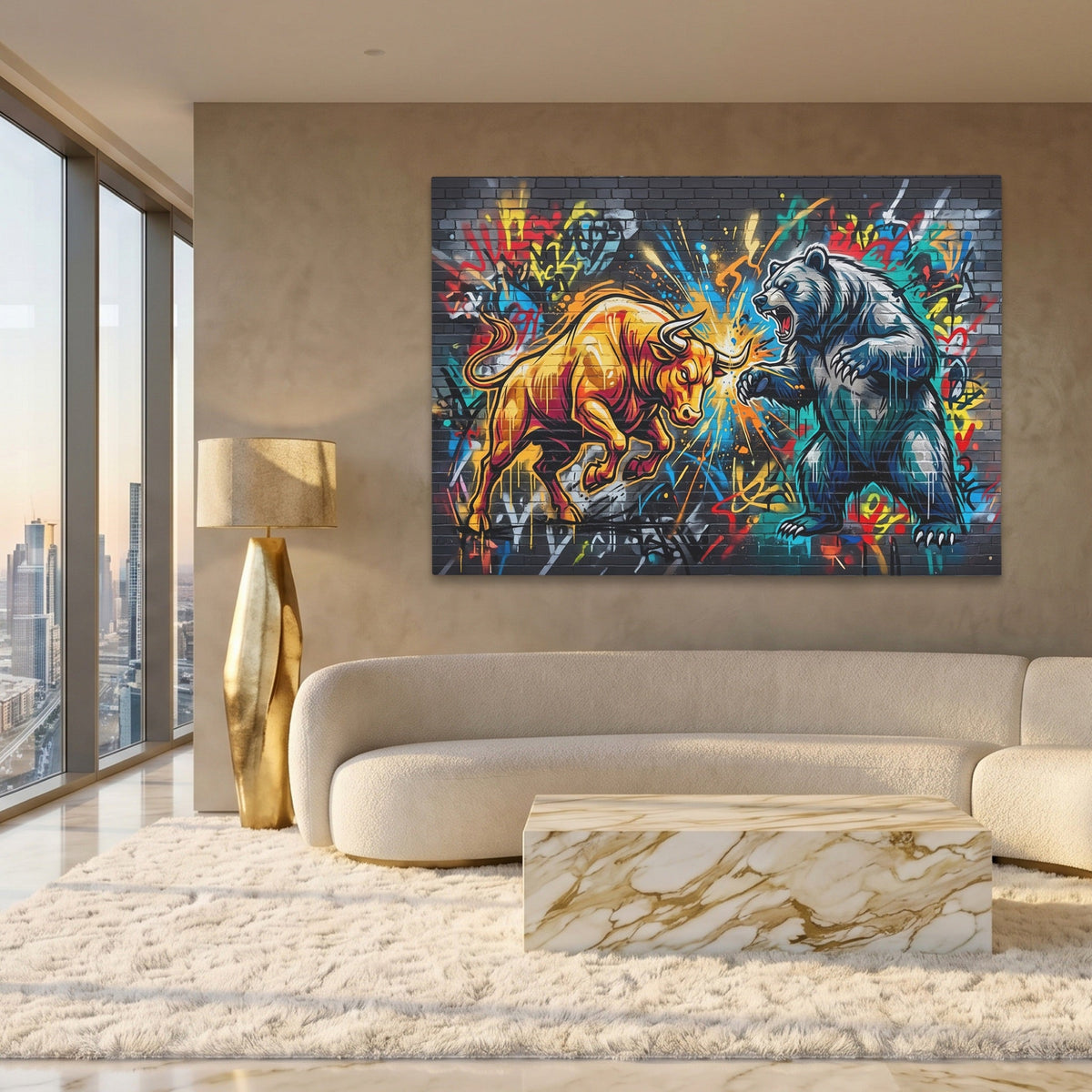 Bull Bear Clash - Luxury Wall Art