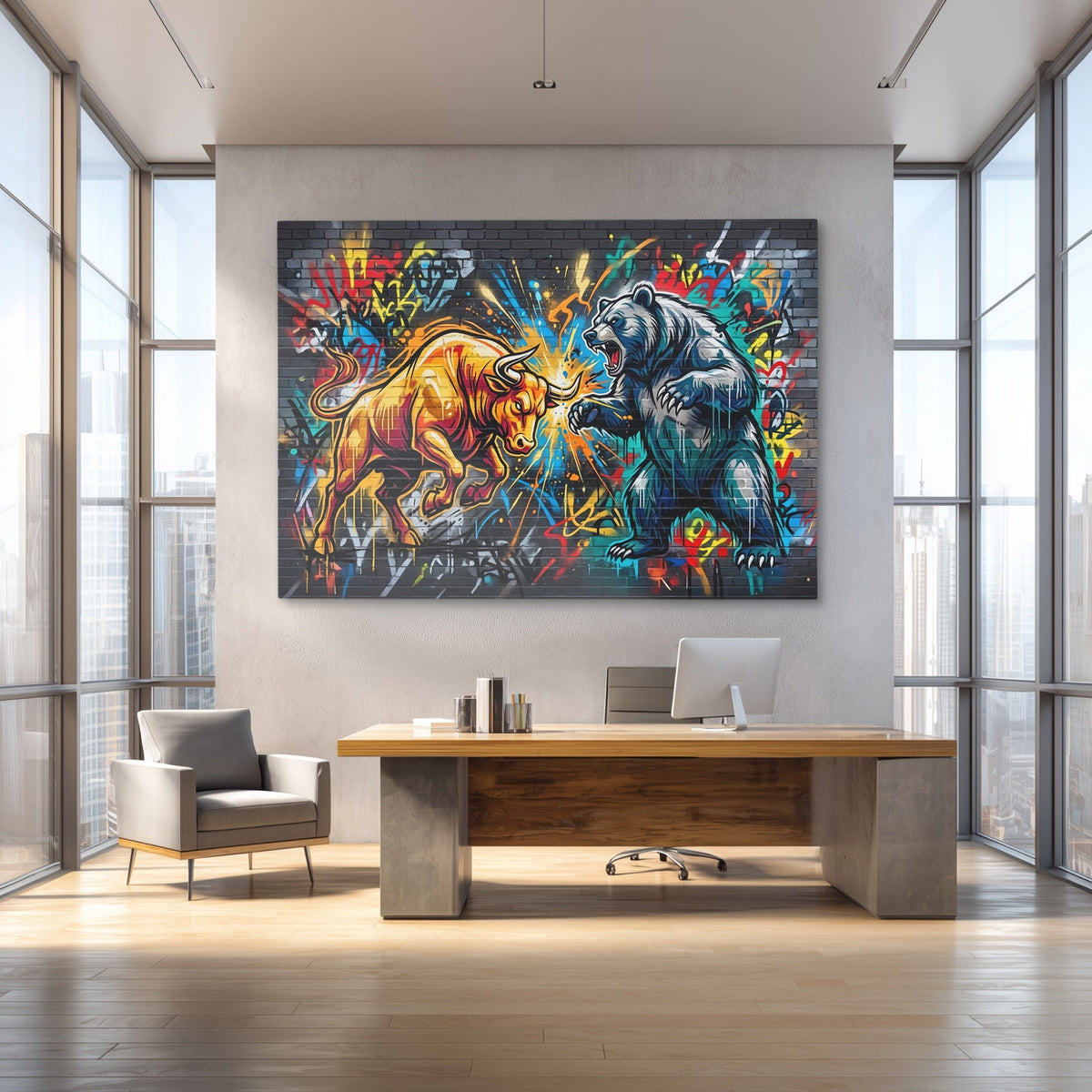 Bull Bear Clash - Luxury Wall Art