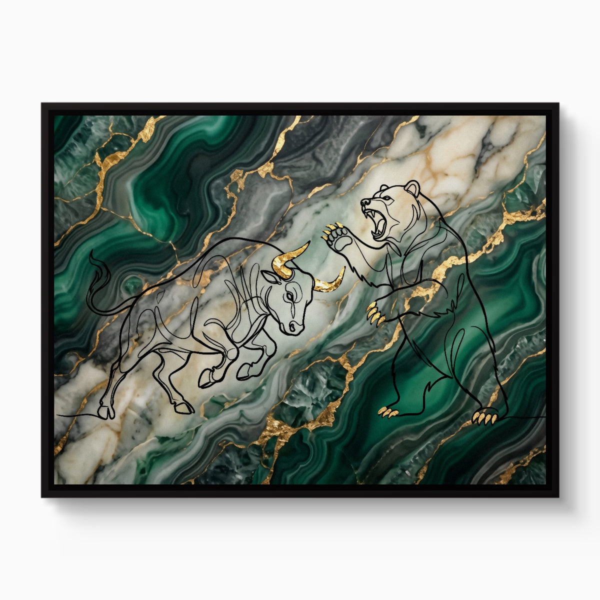 Bull Bear Malachite — bull bear malachite white studio framed black