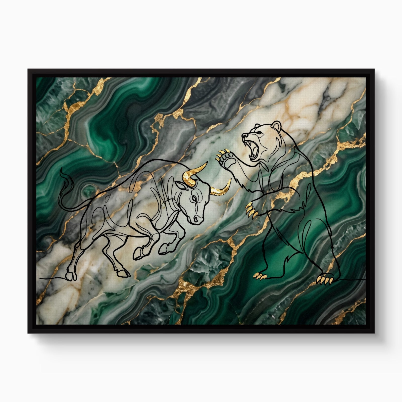Bull Bear Malachite — bull bear malachite white studio framed black