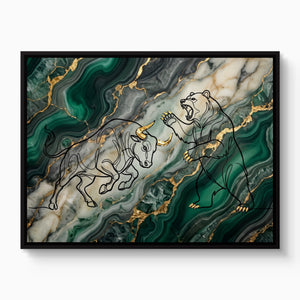 Bull Bear Malachite — bull bear malachite white studio framed black