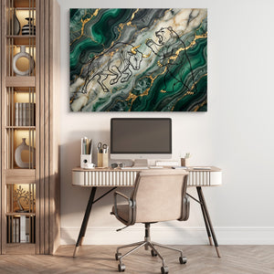 Bull Bear Malachite — bull bear malachite sq beige office 1land flush print