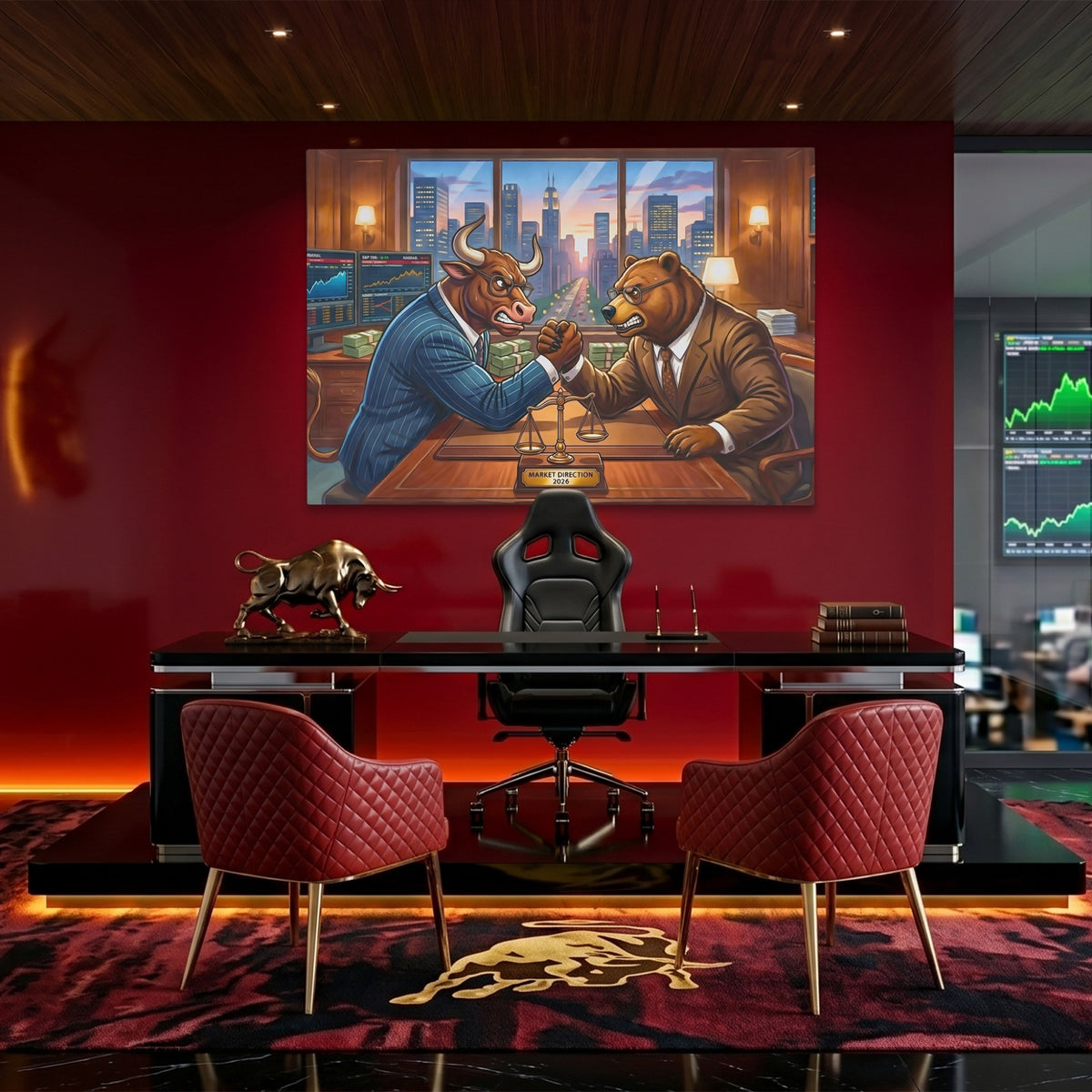 Bull Bear Office Arm Wrestle — Bull Bear Office Arm Wrestle Bull Trader Room Land 3