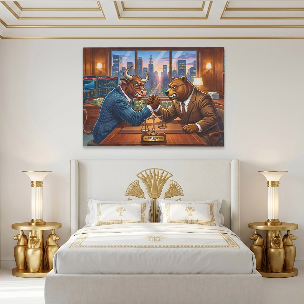 Bull Bear Office Arm Wrestle — Bull Bear Office Arm Wrestle Egyptian Isis Room Land 59