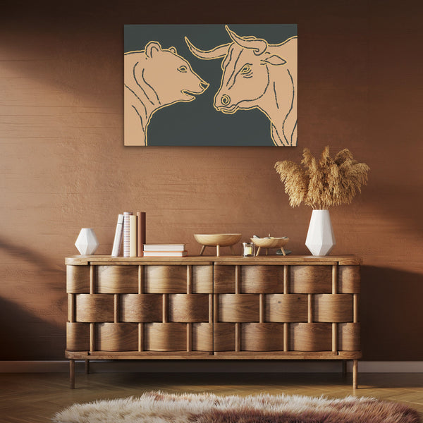 Bull Bear Standoff in a room