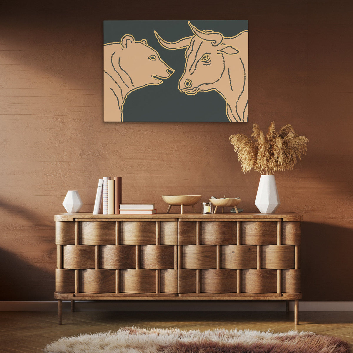 Bull Bear Standoff - Luxury Wall Art