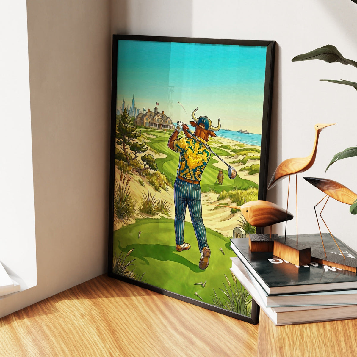 Bull Driver Box canvas wall art, room view