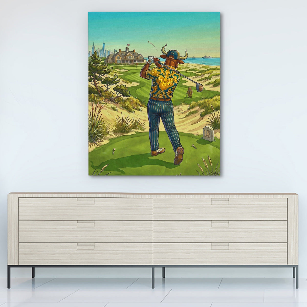 Bull Driver Box canvas wall art, room view