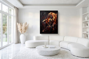 Bull Ember Charge - Luxury Wall Art