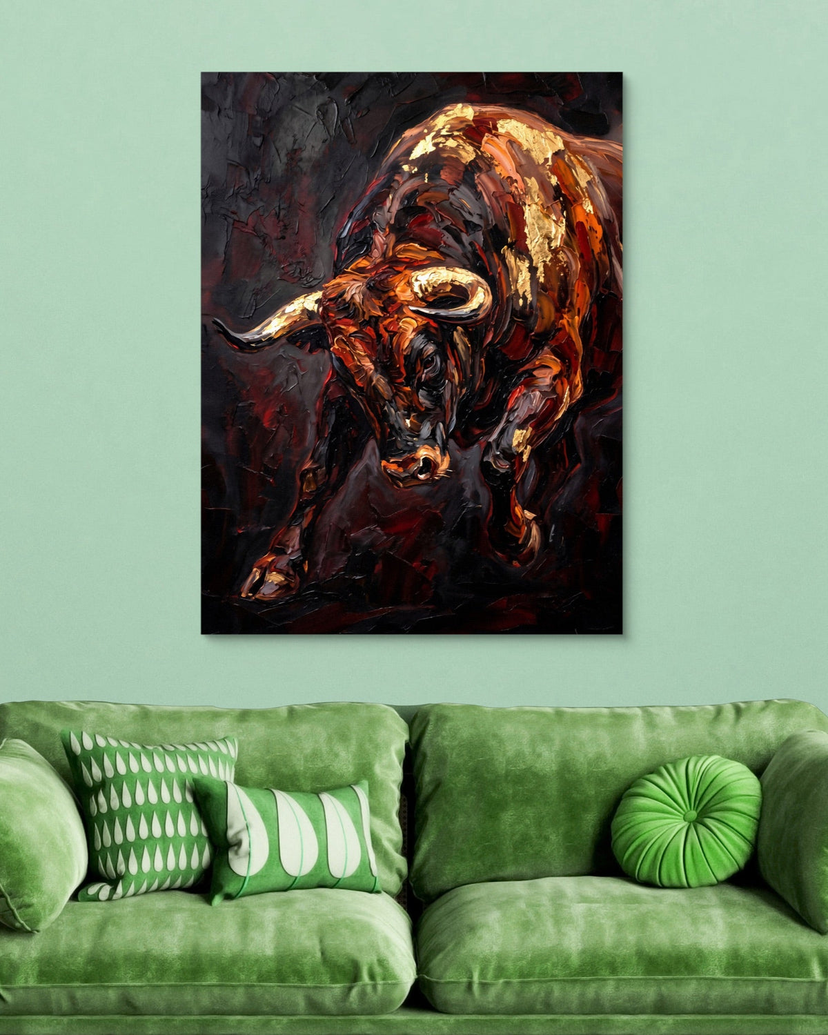 Bull Ember Charge - Luxury Wall Art