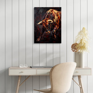 Bull Ember Charge - Luxury Wall Art