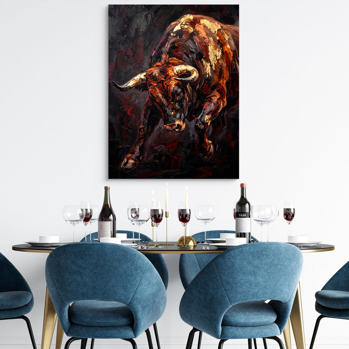 Bull Ember Charge - Luxury Wall Art